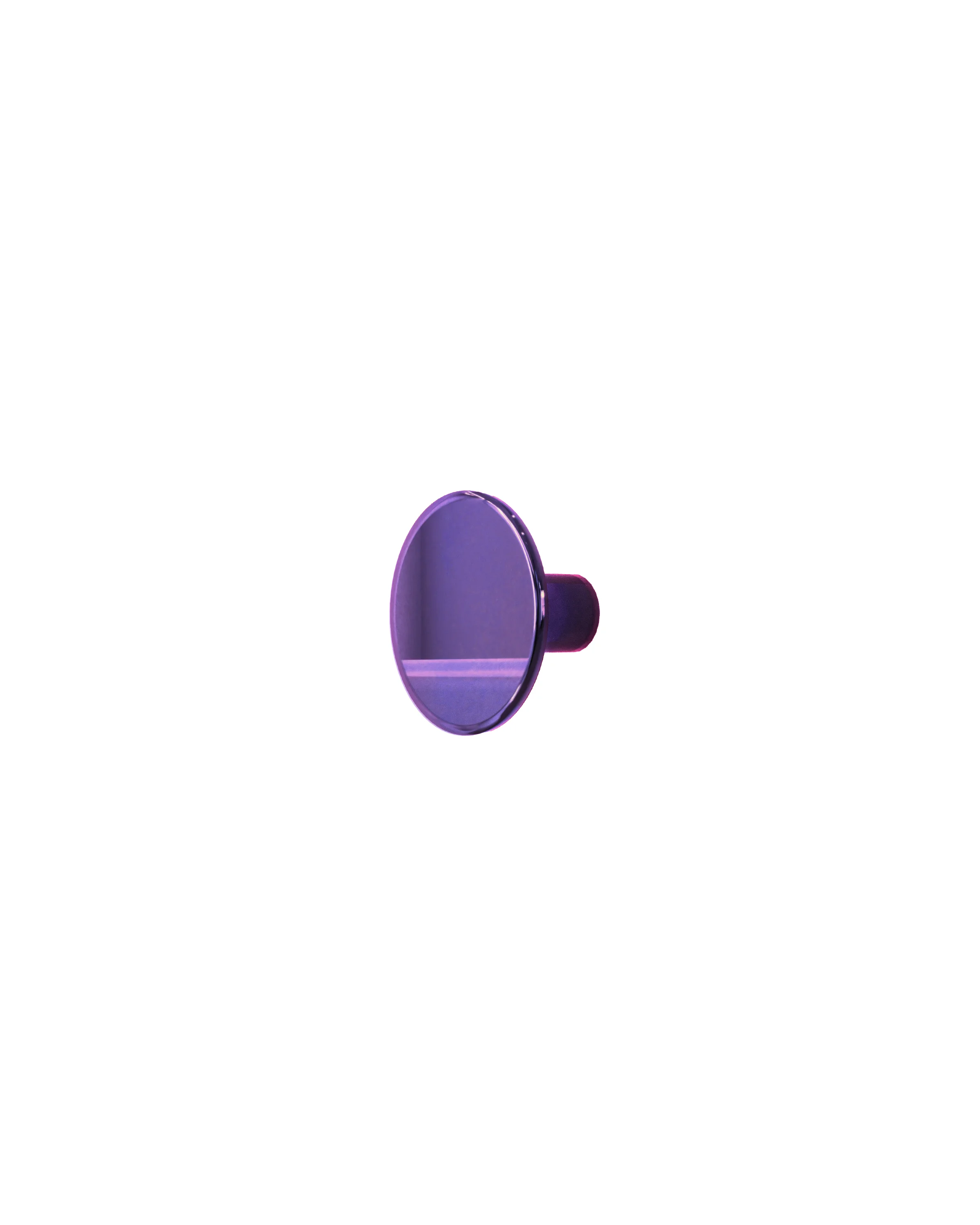 Violet, round handle with a matte texture, seen on the side, on a white background. 